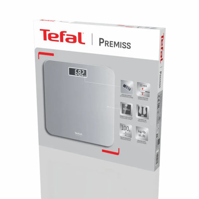 Tefal Веси Tefal підлогові Premiss, 160кг, AAAx2 в комплекті, скло, сірий