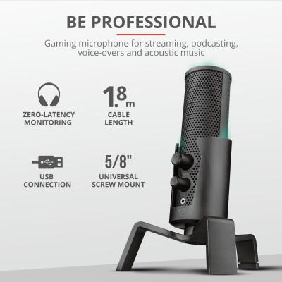 Trust GXT 258 Fyru USB 4-in-1 Streaming Microphone Black