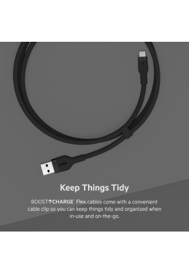 Belkin Кабель USB-A - USB-C силіконовий, з кліпсою, 2м, чорний
