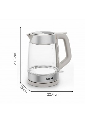 Tefal Електрочайник Glass Kettle 1.7л, скло, з підсвіткою, сріблясто-сірий