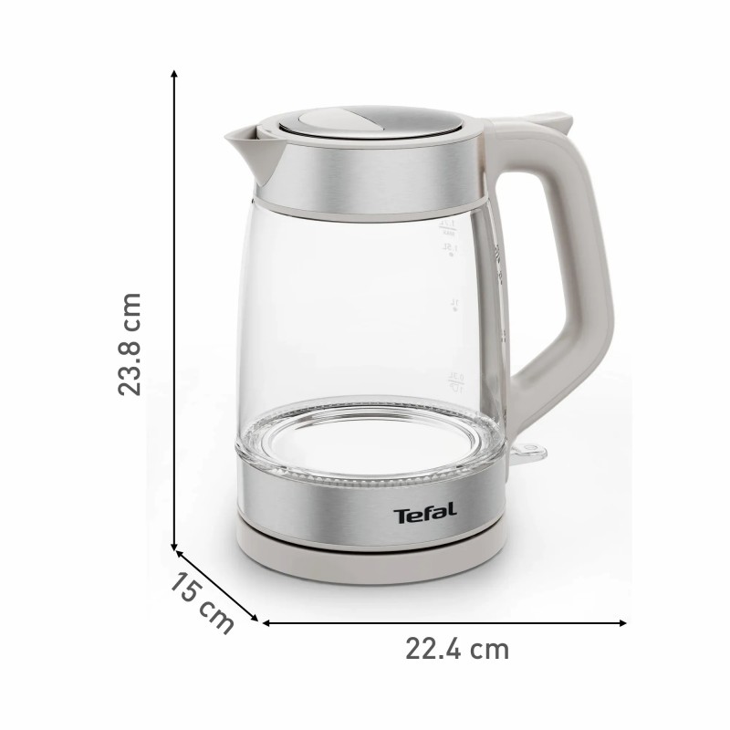 Tefal Електрочайник Glass Kettle 1.7л, скло, з підсвіткою, сріблясто-сірий