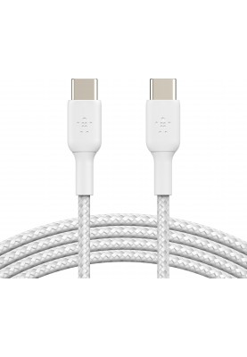 Belkin Кабель USB-C > USB-C заряджання/синхронізації 2м, 60Вт, Type-C, плетен, білий