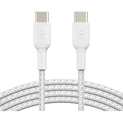 Belkin Кабель USB-C > USB-C заряджання/синхронізації 2м, 60Вт, Type-C, плетен, білий