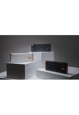 Keychron Клавіатура механічна K2HE 81Key, Gateron Double-Rail Magnetic Nebula, WL/BT/USB-A, QMK, Hot-swap, RGB, дерево, чорний