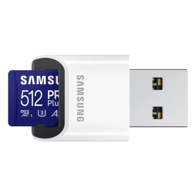 Samsung Карта пам'яті microSDXC 512GB C10 UHS-I R180MB/s PRO Plus + SD Samsung Карта пам'яті microSDXC 512GB C10 UHS-I R180MB/s PRO Plus + SD