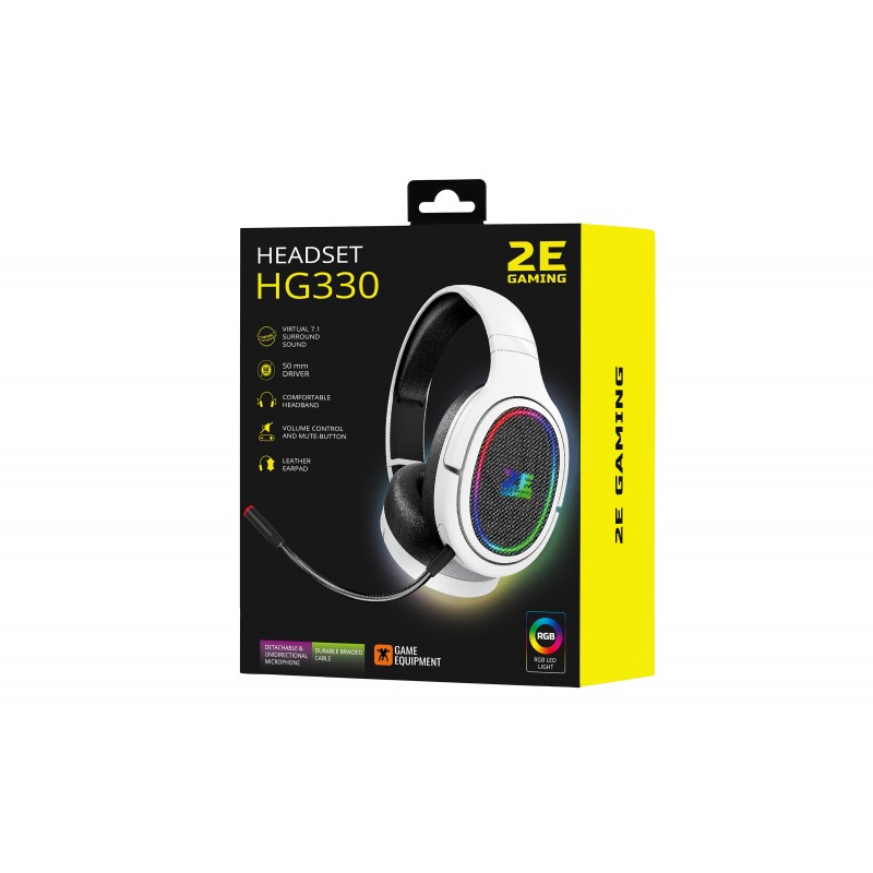 2E Gaming Гарнітура ігрова HG330, 7.1, USB-A, RGB, 2м, білий