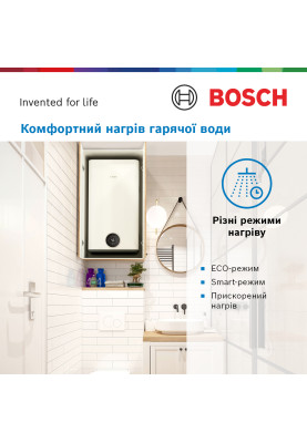 Bosch Водонагрівач електр. плоский слім Tronic 4500, 100л, 1.5кВт, ун. монтаж, електр. кер-ня, B, білий
