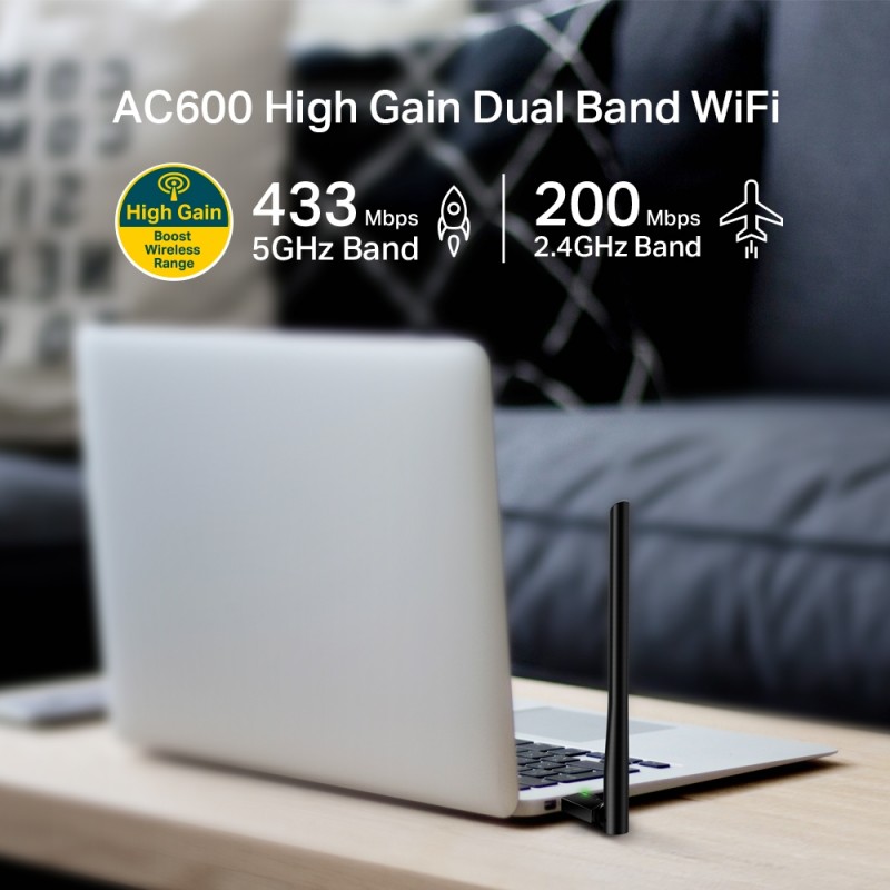 TP-Link WiFi-адаптер Archer T2U plus AC600 USB2.0 ext. ant