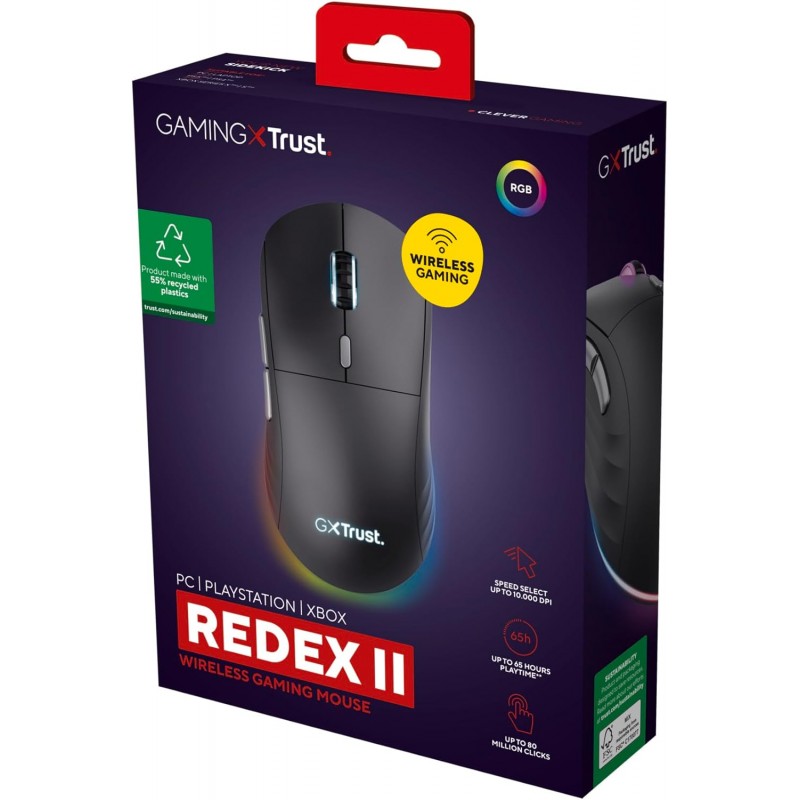 Trust Миша GXT 926 REDEX II, WL/USB-A/USB-C, чорний