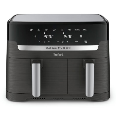 Tefal Мультипіч Dual EasyFry&Grill AirFryer, 2700Вт, чаша-5.2+3.1л, сенсорне керув., 2 чаши, гриль, пластик, чорний