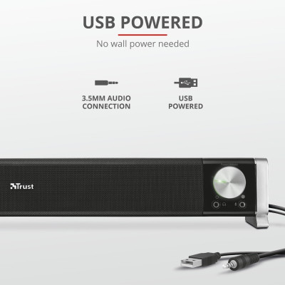Trust Акустична система (Звукова панель) Asto for PC & TV USB Black