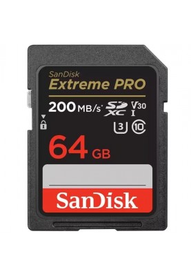 SanDisk Карта пам'яті SD 64GB C10 UHS-I U3 R200/W90MB/s Extreme Pro V30