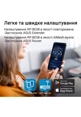 ASUS Розширювач покриття WiFi RP-BE58 AX3000 1xGE LAN, MESH