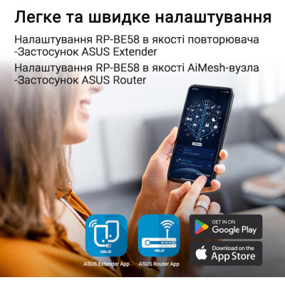 ASUS Розширювач покриття WiFi RP-BE58 AX3000 1xGE LAN, MESH