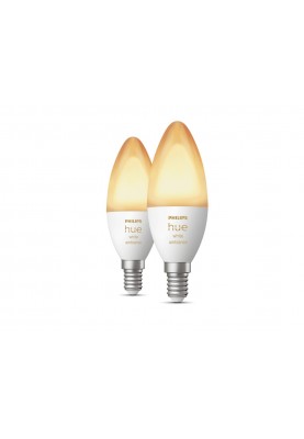 Philips Hue Лампа розумна E14, 5.2W(40Вт), 2200K-6500K, Tunable white, ZigBee, Bluetooth, димування, 2шт