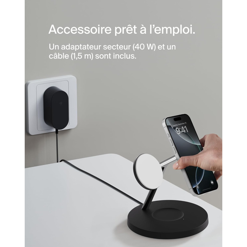 Belkin Зарядний пристрій бездротовий 3в1 Magnetic Pad Qi2 15Вт, чорний