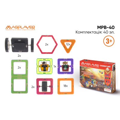 MagPlayer Конструктор магнітний 40 од. (MPB-40)