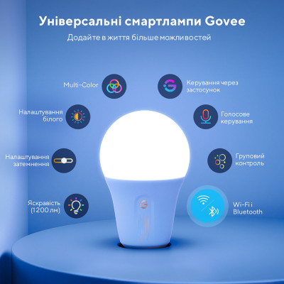 Govee Розумна лампа H6009 Smart Wifi&BLE Light Bulb Білий
