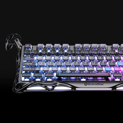GravaStar Клавіатура механічна GravaStar K1 Pro 80keys, GravaStar x Kailh Speedy Mint, BT/WL/USB, cyberpunk