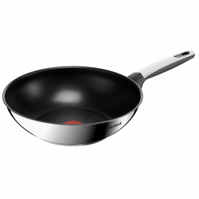 Tefal Сковорода ВОК Tefal Emotion+, 28см, нержавіюча сталь, бакеліт, чорний