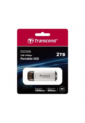 Transcend Портативний SSD 2TB USB 3.1 Gen 2 Type-C ESD300 Silver