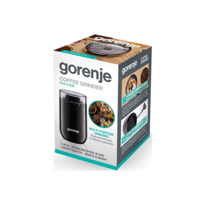 Gorenje Кофемолка роторна 150Вт, об'єм зерен-45г, пластик/метал, чорний