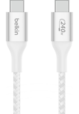 Belkin Кабель USB-C > USB-C заряджання/синхронізації 1м, 240Вт, Type-C, плетений, білий