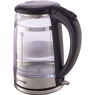 Gorenje Електрочайник 1.7л, 2,200 Вт, strix контроль, скло, чорний