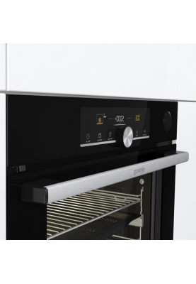 Gorenje Духова шафа електрична, 77л, A+, TouchFree, пара, дисплей, Wi-Fi керування, піроліз, готув. на різн рівнях, нерж
