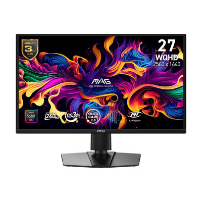 MSI Монітор MSI 26.5" MAG 272QP QD-OLED-X24 2xHDMI, DP, USB-C, Audio, QD-OLED, 2560x1440, 240Hz, 0.03ms, DCI-P3 99%, FreeSync, Pivot, HDR400