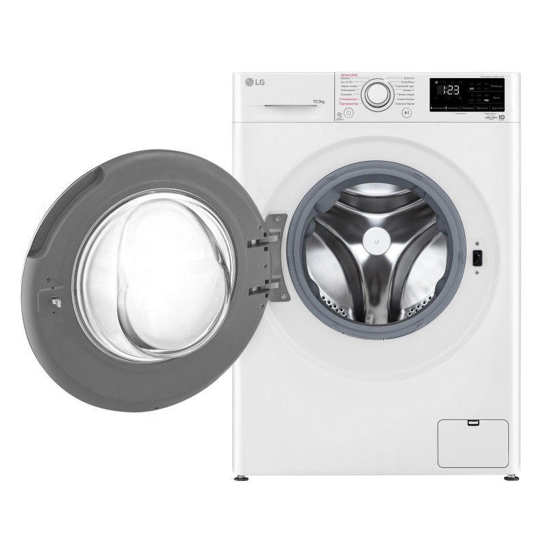 LG Пральна машина фронтальна, 10,5кг, 1400, A+++, 57см, дисплей, пара, інвертор, білий