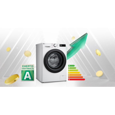 LG Пральна машина фронтальна, 9кг, 1200, A, 48см, дисплей, пара, інвертор, білий
