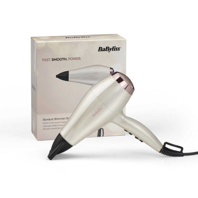 BaByliss Фен Stardust Shimmer, 2000Вт, 3 режими, іонізація, хол. обдув, 1 насадка, білий BaByliss Фен Stardust Shimmer, 2000Вт, 3 режими, іонізація, хол. обдув, 1 насадка, білий