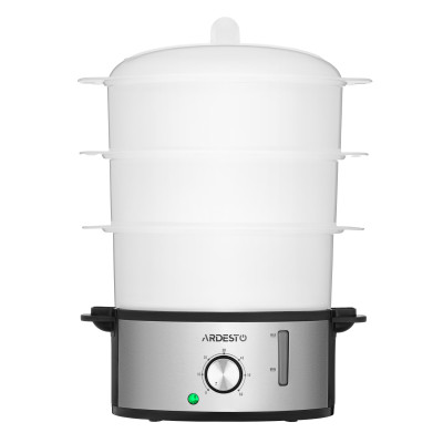 ARDESTO Пароварка Ardesto 800Вт, чаша-3.4/3.4/3.4л, резервуар для води -1л, механічне керування, 3 яруси, метал/пластик, чорний