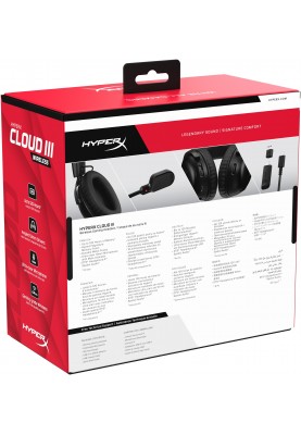 HyperX Гарнітура ігрова Cloud III, WL/USB-A/USB-C, чорний