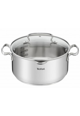 Tefal Каструля DUETTO, 5л, з кришкою, нержавіюча сталь, скло