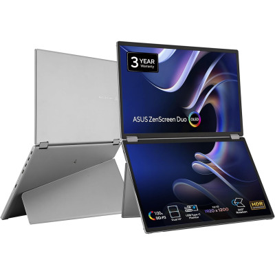 ASUS Монітор портативний Asus 2x14" ZenScreen DUO MQ149CD mHDMI, 2xUSB-C, OLED, 1920x1200, 16:10, DCI-P3 100%, HDR400, Cover