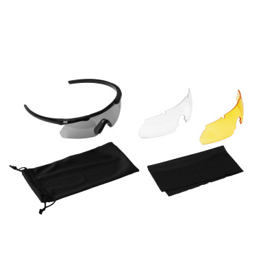 2E Tactical Окуляри тактичні, захисні Falcon Black з EVA-футляром, 3 лінзи