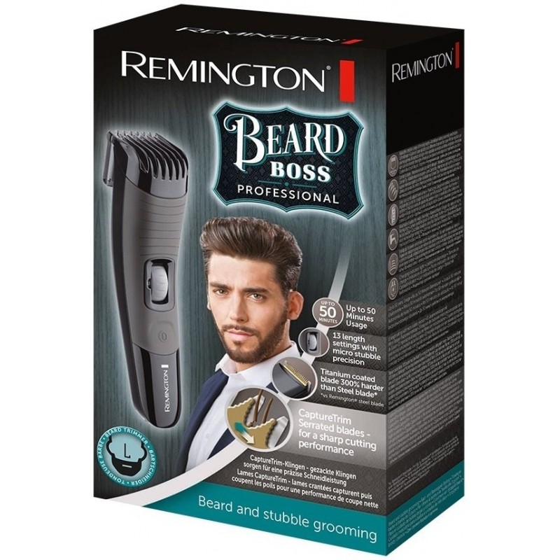 Remington Тример Beard Boss Pro, для бороди і вусів, акум., титан.напил., чорний