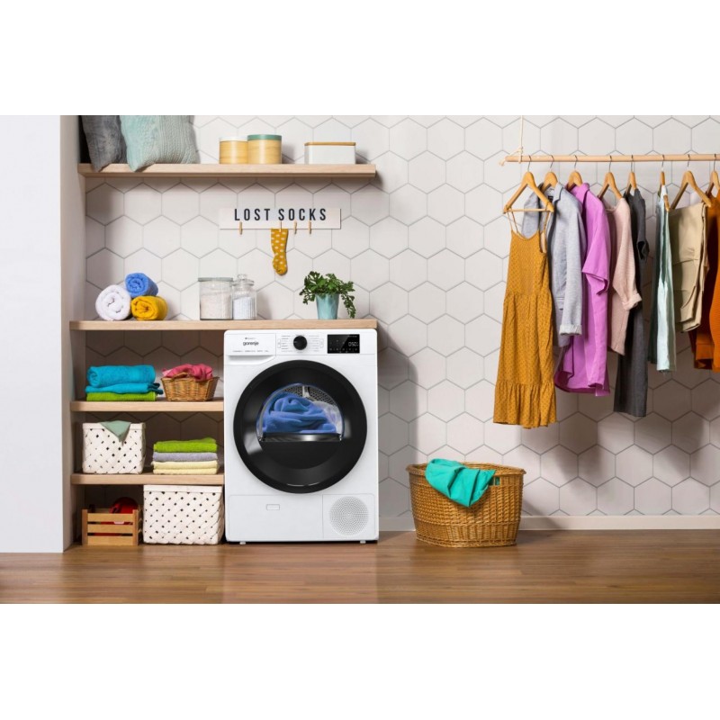 Gorenje Сушильна машина тепловий насос, 9кг, A++, 60см, дисплей, 16 програм, Wi-Fi, білий