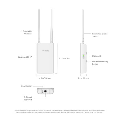 TP-Link Точка доступEAP603 OUTDOOR AX1800, 1xGE LAN, PoE TP-Link Точка доступEAP603 OUTDOOR AX1800, 1xGE LAN, PoE