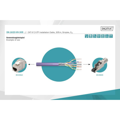Digitus CAT 6 F-UTP, 305m, AWG 23/1, LSZH-1, фіолетовий Digitus CAT 6 F-UTP, 305m, AWG 23/1, LSZH-1, фіолетовий