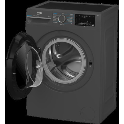Beko Пральна машина  фронтальна, 8кг, 1400, A, 50см, дисплей, пар, інвертор, темно-сірий