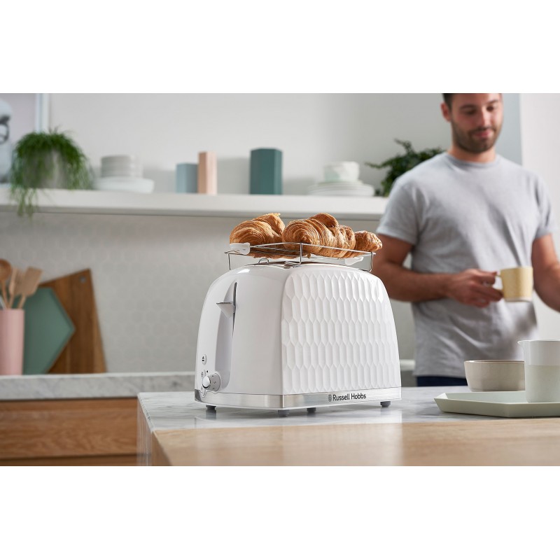 Russell Hobbs Тостер Honeycomb, 850Вт, пластик, широкі слоти, білий