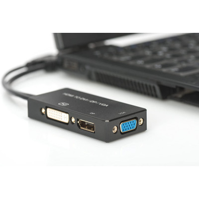 Digitus Перехідник HDMI - DP+DVI+VGA UHD 4K, M-F/F/F, 3 in 1