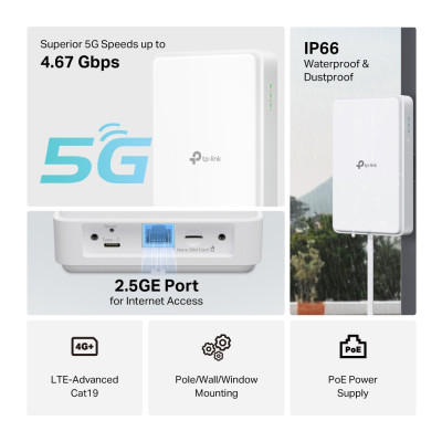 TP-Link Зовнішній маршрутизатор NE200, 5G, 1x2.5GE LAN (PoE) TP-Link Зовнішній маршрутизатор NE200, 5G, 1x2.5GE LAN (PoE)