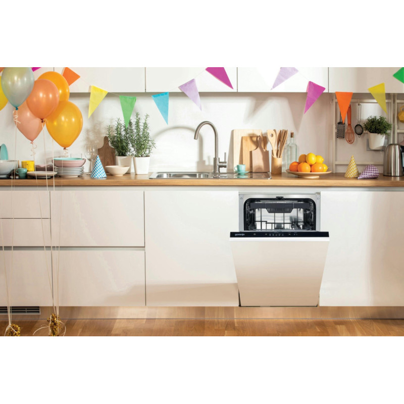 Gorenje Посудомийна машина вбудовувана, 11компл., A++, 45см, AquaStop, 3й кошик, білий