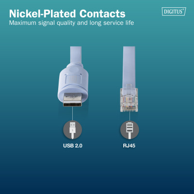 Digitus Адаптер USB 2.0 > RJ45 (M/M), FT232RNL, 1.8m
