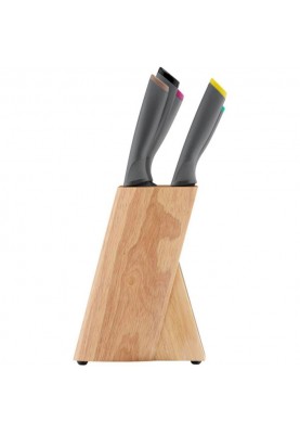 Tefal Набір ножів Fresh Kitchen, дерев'яна колода, 5шт, нержавіюча сталь, пластик, дерево, чорний
