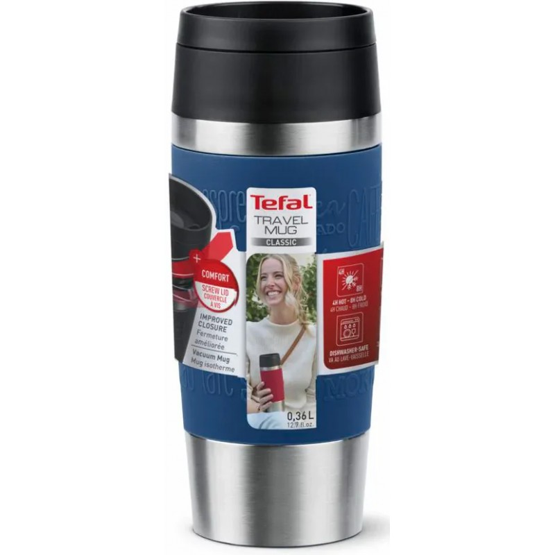 Tefal Термочашка Travel Mug Classic, 360мл, нержавіюча сталь, синій